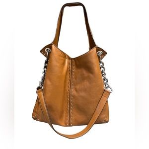 Michael Kors studded large cognac leather satchel/shoulder bag (14*13*16)